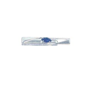 Vintage Swank Silver Tone & Blue Glass Marquis Rhinestone Tie Bar (1988)